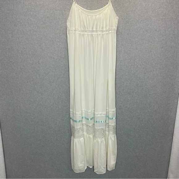 VTG Gossard Atremis Cottagecore Prairie Empire Waist Lace Tiered Slip Dress - Picture 1 of 7